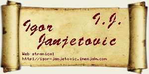 Igor Janjetović vizit kartica